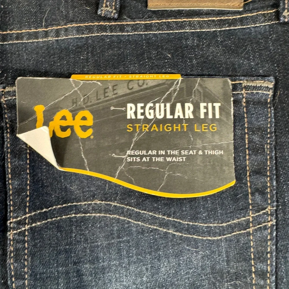 Lee Mens Regular Fit Straight Leg Jeans Dark Wash Comfort Stretch 36x32 TZS-C887